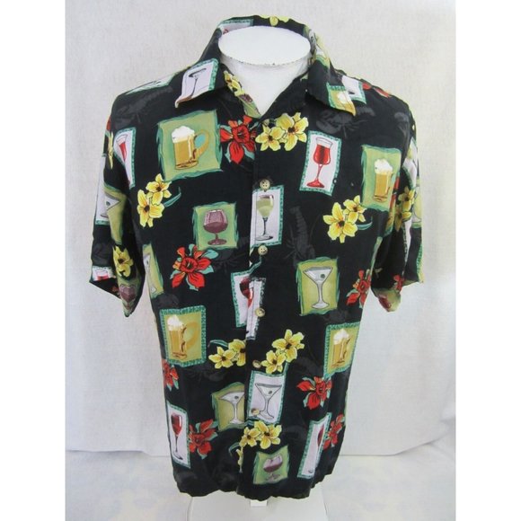 Blackwood vintage 1990s Men Hawaiian aloha shirt p2p 22" bartender cocktail luau - Picture 4 of 12